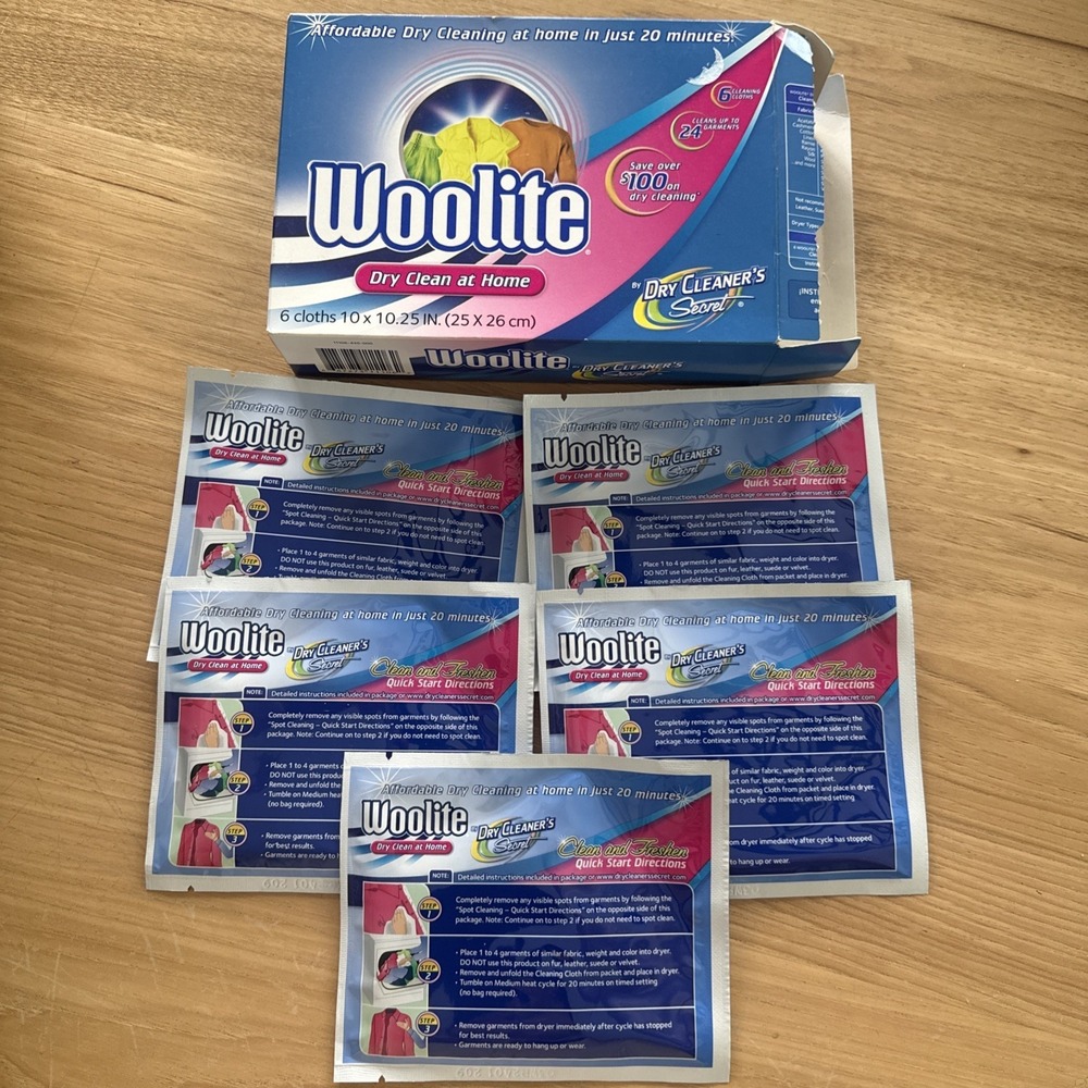 Woolite Dry Clean at Home Dry Cleaner's Secret 1 Open Box 5 Sheets Total